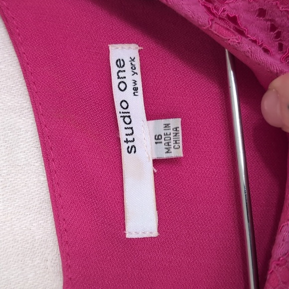 Studio One Pink Lace Panel Shift Dress Size 16 - Picture 2 of 5